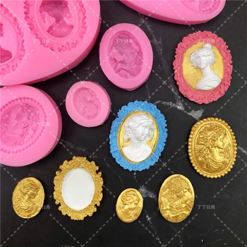 

Lady Head Sculpture & Photo Frame Silicone Fondant Cake Mold For Candy Chocolate Decoration Baking Tool Reusable material