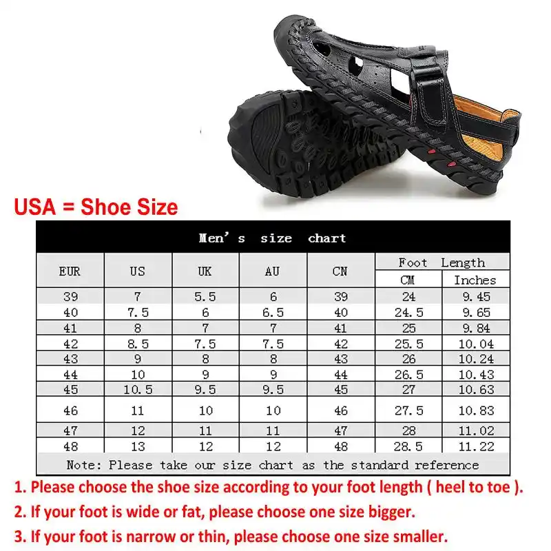 large size men hand stitching closed toe comfy soft leather sandals