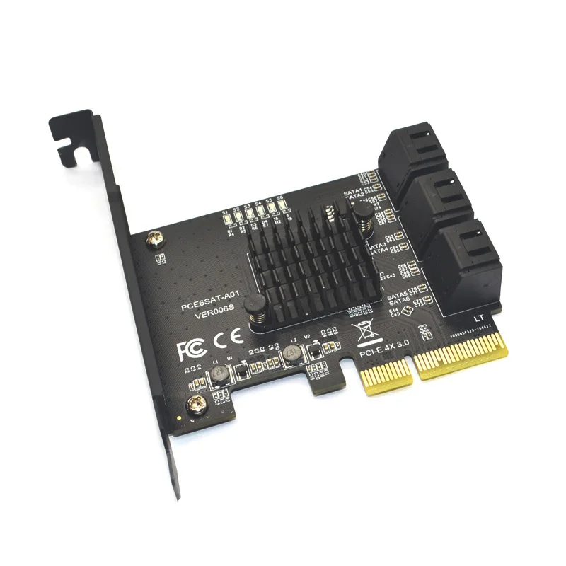 Adaptador Sata 3.0 de Portas Placa de Expansão Pci e para Pci Express x4 Controle Pcie Pci-e Sata Hdd Asmedia Asm1166 Cartões para acréscimos - Imagem 2