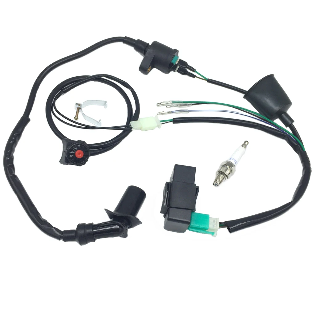 Wiring Loom Harness Kill Switch Ignition Coil CDI For 50cc-160cc SSR Thumpstar Kick Start Pit Dirt Bike