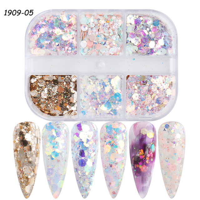 Snowflake Flake Nail Art Glitter Holographic Laser Reflective Sequins Pink White DIY Winter Decor Slice Manicure LE1909-27