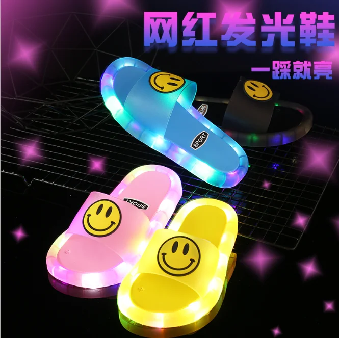 Luminous Slippers Shoes Sandals Flip-Flops Toddler Girls Baby Children Kids Home Slides