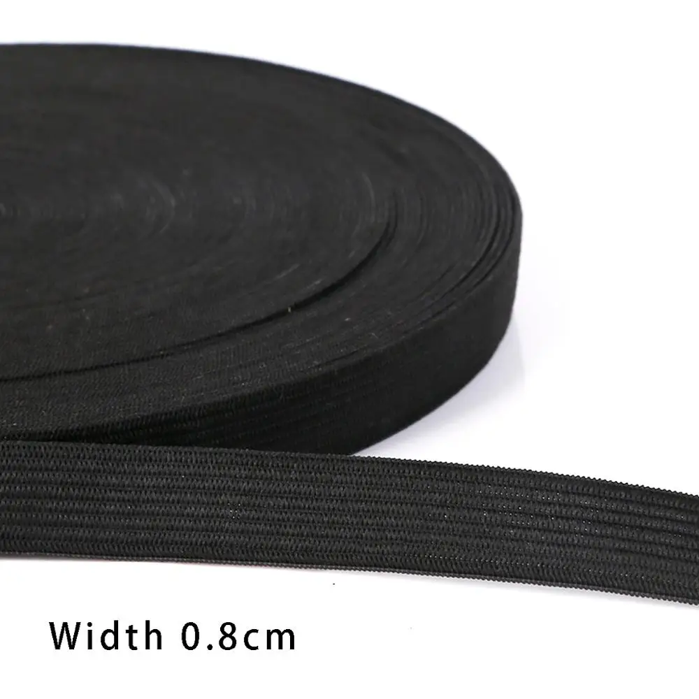 Black and White Elastic Nylon Webbing for Clothing and Sewing Accessories - 5 Yards