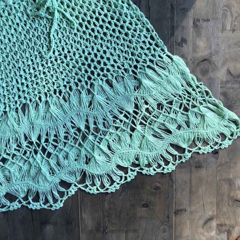 Сексуальные летние вязаные крючком купальники Цветочные BOHO мини юбки прозрачные Парео Пляжная одежда ручной работы открытая Короткая Юбка Кружевное бикини