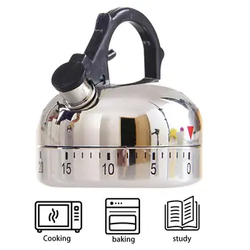 

60 Minute Kitchen Timer Countdown Alarm Mechanical Teapot Shaped Timer Clock Counting Cuisine Kettle Cooking Reminders Tools