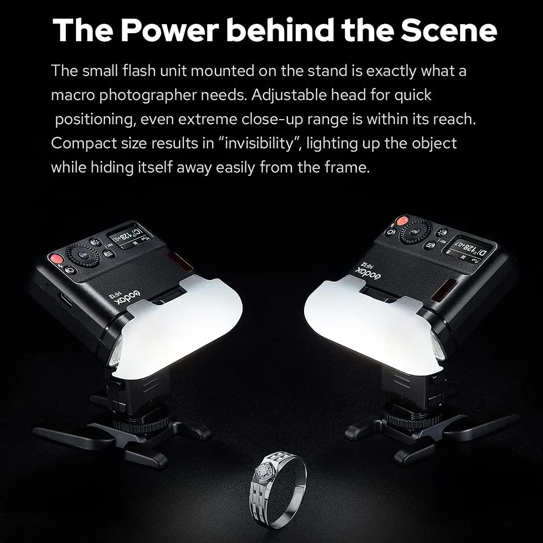 Godox MF12-K2 Macro Flash 2 Light Kit Mini Speedlite built-in Godox X System TTL Flash + Color Filter Diffuser for Macro Shots,on camera flash,camera flash