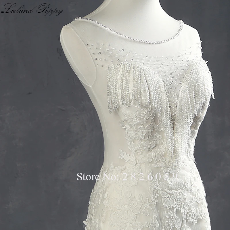 Vestido de Noiva, женские свадебные платья русалки,, кружевные аппликации, длина до пола, жемчуг, бисер, свадебные платья с кисточками