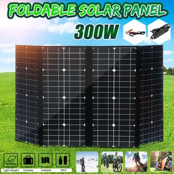 

Foldable 300W 18V Solar Panel Monocrystalline Solar Cells with 5V USB DC Port For Camping/Boat/RV/Travel/Home Working