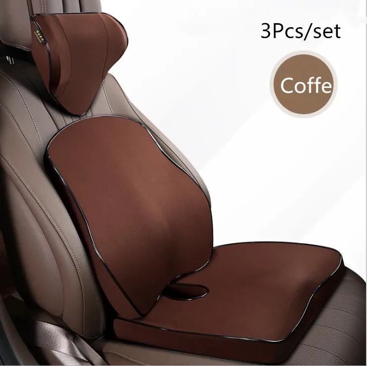 High Quality Car Cushion Set Memory Foam Car Lumbar Support Set Back Lumbar  Neck Pillow Seat