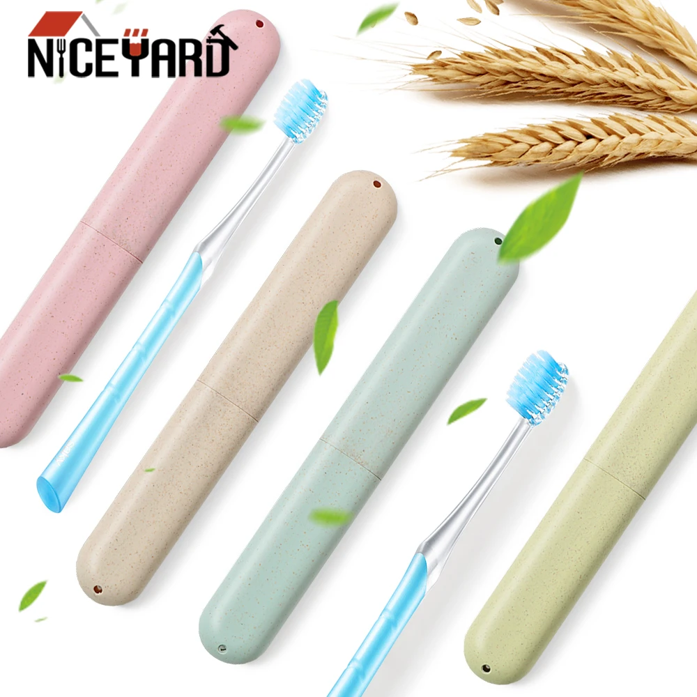 

NICEYARD 1pc Dustproof Toothbrush Tube Cover Case Wheat Straw Health Tooth Brushes Protector Portable Travel Toothbrush Box