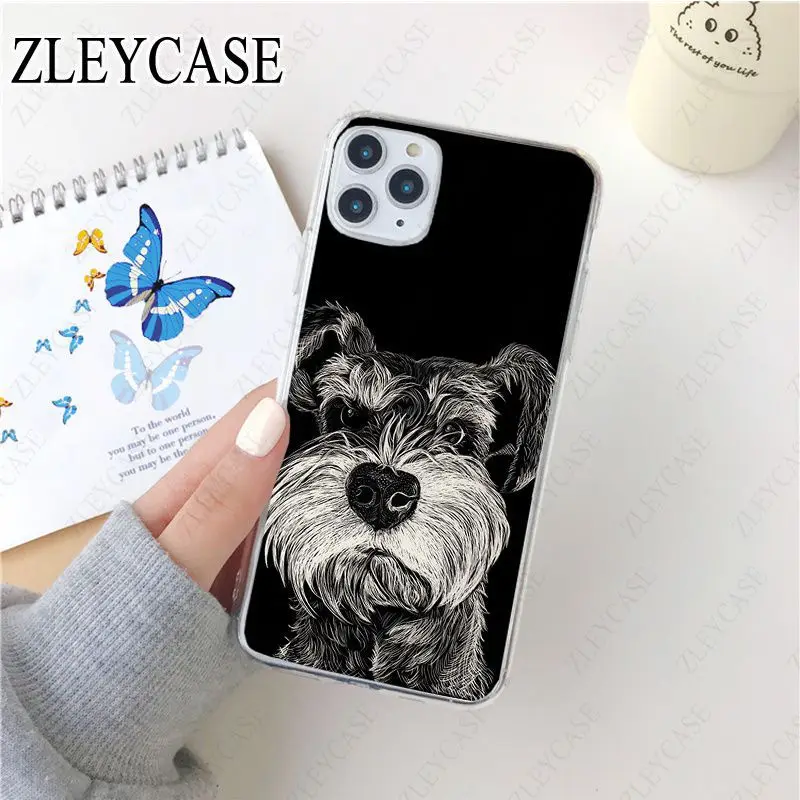 Прозрачный мягкий чехол для телефона iphone 11 11pro max 6s 7 8plus x xs xr xsmax миниатюрный schnauzer
