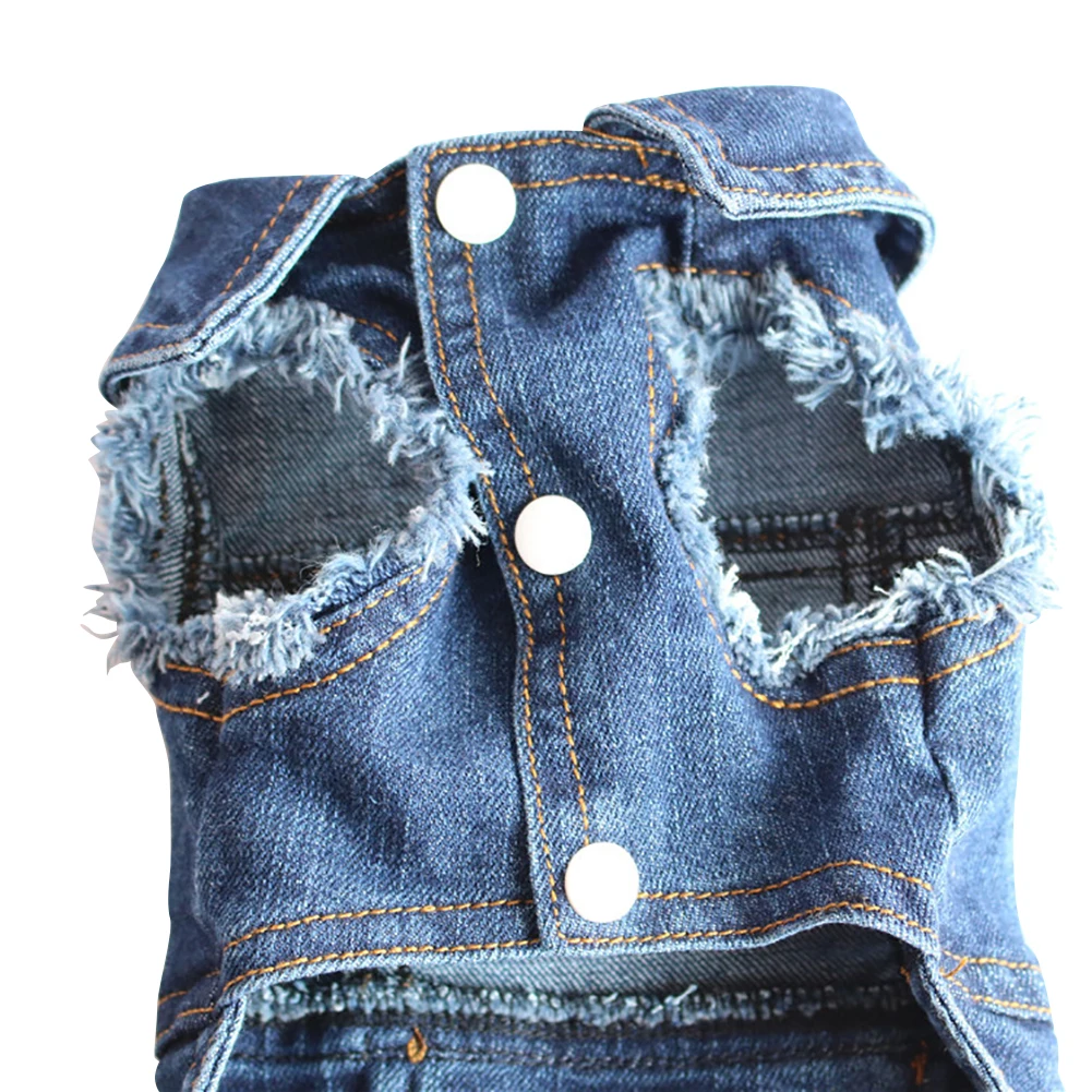 Casual Autumn Winter Unisex Soft Pet Costumes Denim Button Gift Protective Dog Vest Puppy Safe Cute