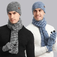 

Fashion Autumn Winter 2022 3 Pcs/set New Scarf Couples With Men Women Simple Thickening Wear Resistant Warmer Hat Gloves Set