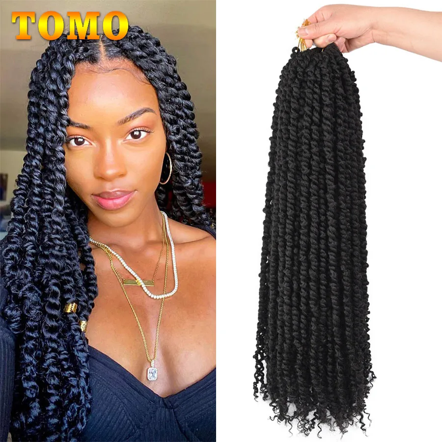 TOMO 12 18 24 inch Passion Twist Hair Pre-Twisted Passion Twists Crochet Braids Pre-Looped Synthetic Braiding Hair Extensions