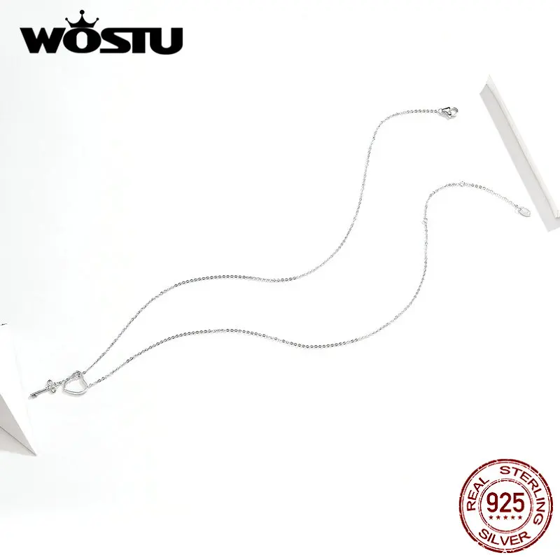 WOSTU дизайн 925 пробы серебряный ключ к вашему сердцу Подвески для женщин S925 ювелирные украшения подарок для влюбленных CQN107