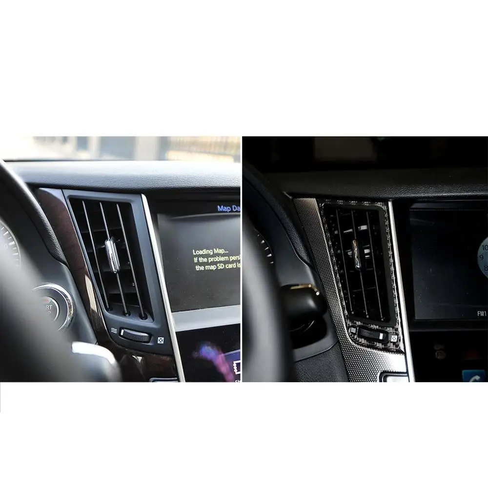 2 шт. консоль из углеродного волокна с вентиляционным отверстием для Infiniti Q50 V37+ набор для украшения интерьера автомобиля