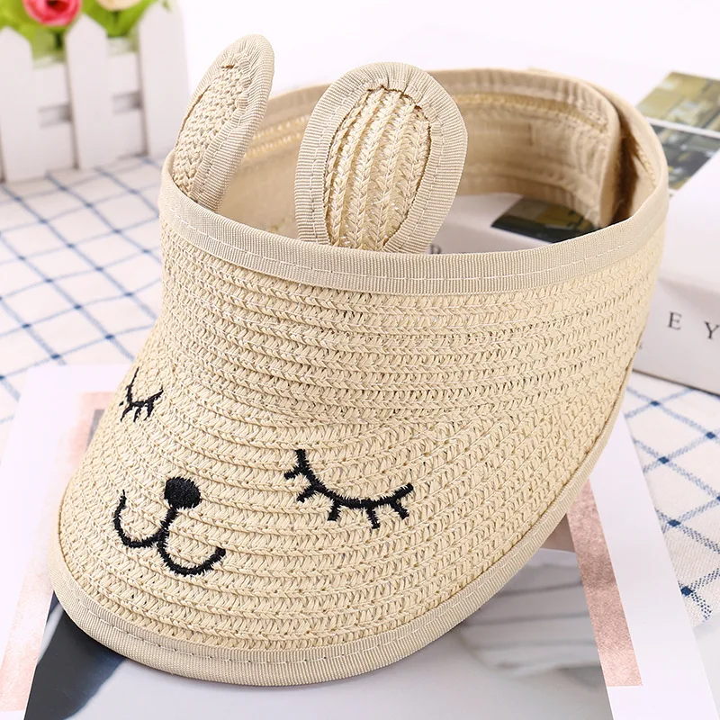 Beach hat women sun hat rabbit hat children hat summer straw folding visor kids cap adjustable kids sun for boys girls outdoor