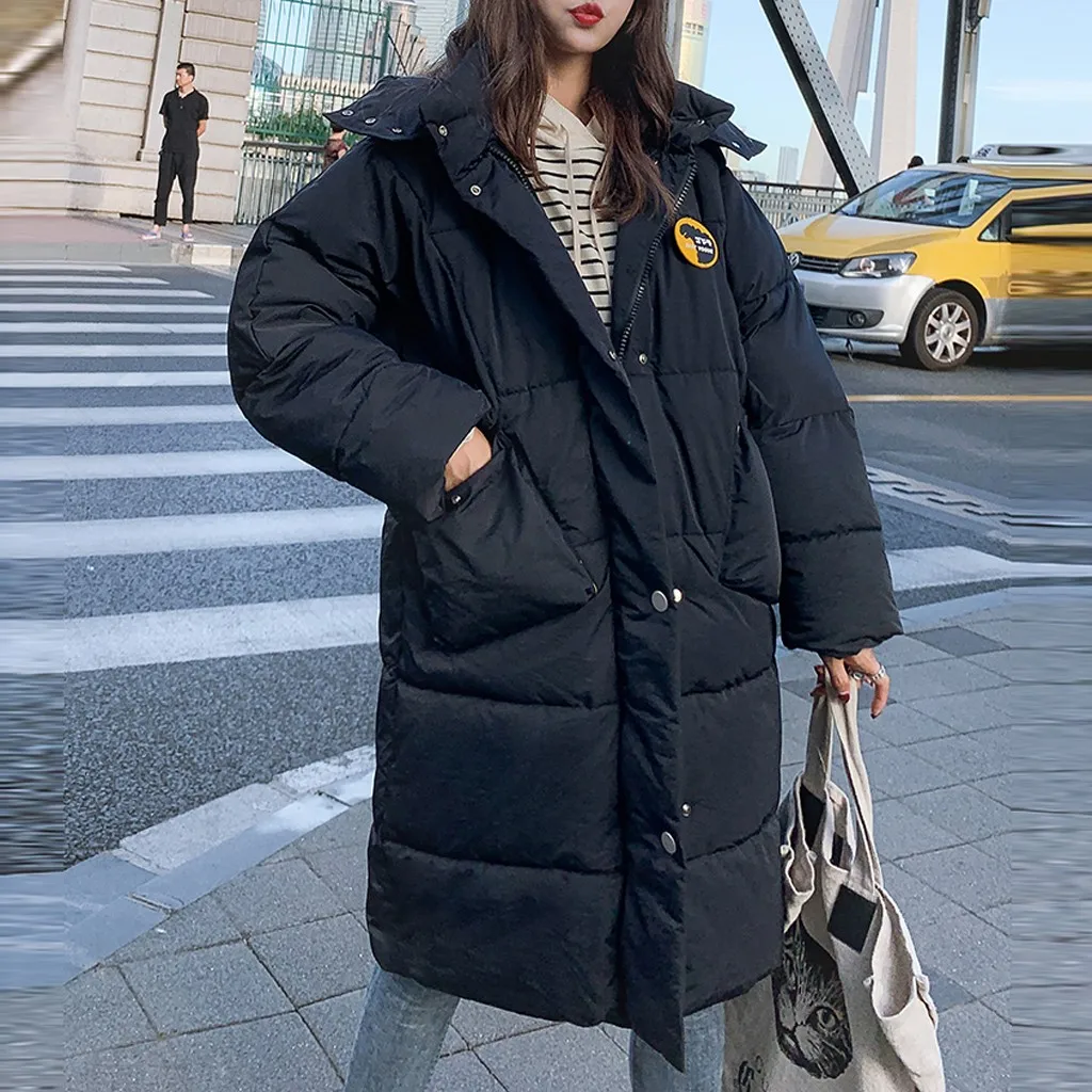 manteau femme winter coat Women Winter Dinosaur Print Hooded Pocket Long Sleeve Coat abrigos mujer invierno