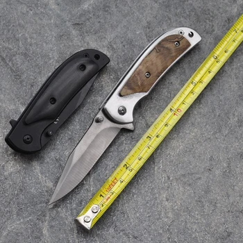 

Military Pocket Knife New Mini Folding Knife Titanizing Black/Silver Stainless Steel Blade Wood Handle Camping Knife EDC Tool