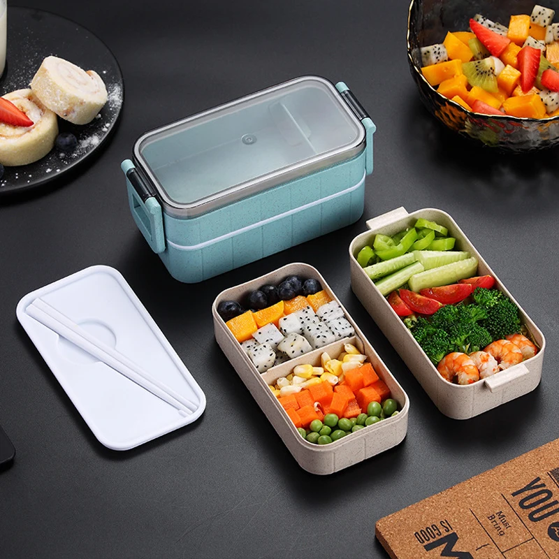 Японский Bento Box микроволновая печь с подогревом Ланч-бокс Электрический Пшеничная солома ребенок герметичный Bento Ланч-бокс Дети Школа контейнер для еды