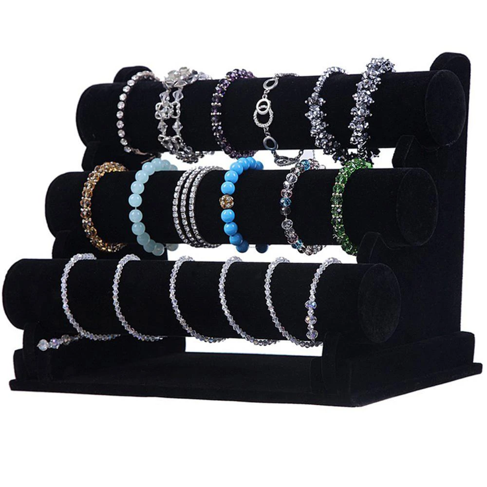 1-3tier Velvet Jewelry Bracelet Watch Bangle Display Holder Stand Showcase  T-bar Storage Necklace Bangle Organizer Dropshipping - Jewelry Tools   Equipments - AliExpress