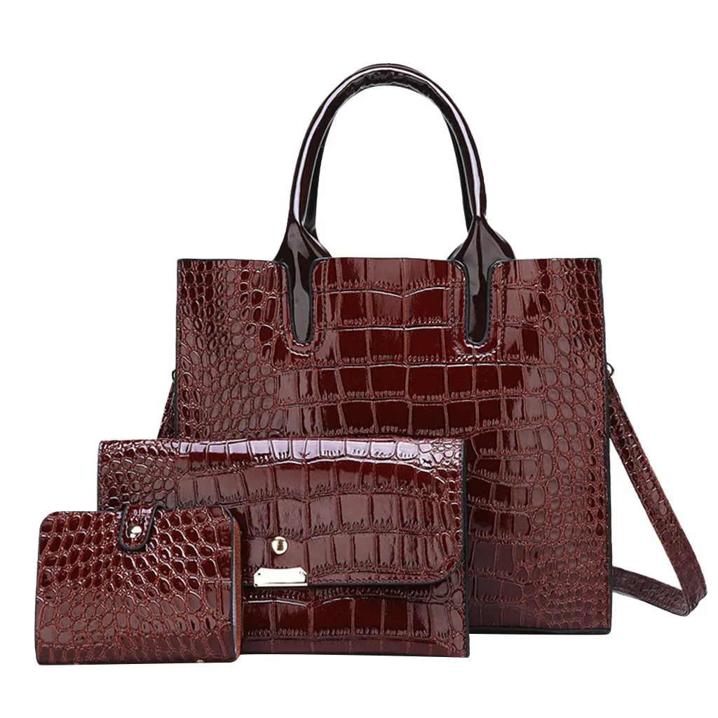 

Crocodile pattern 3Pcs Women Composite Bag ladies solid Shoulder bags PU Leather Crossbody bag female Handbag Phone Bag For girl
