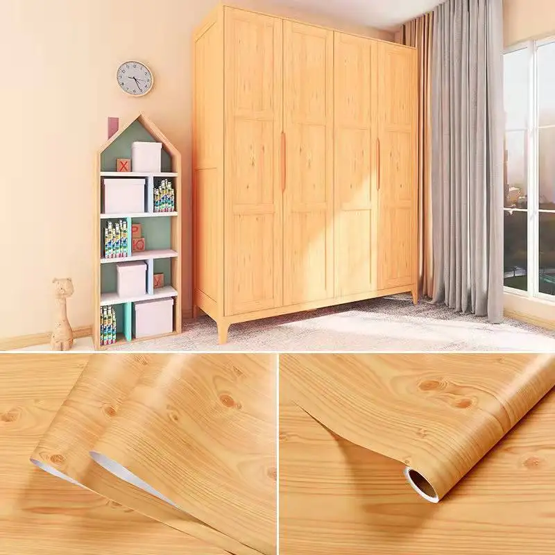 Cherry Wood Grain Pvc Adesivos para Armário Armário Mesa Móveis Impermeável Autoadesivo Papel de Parede Home Decor Wall Papers