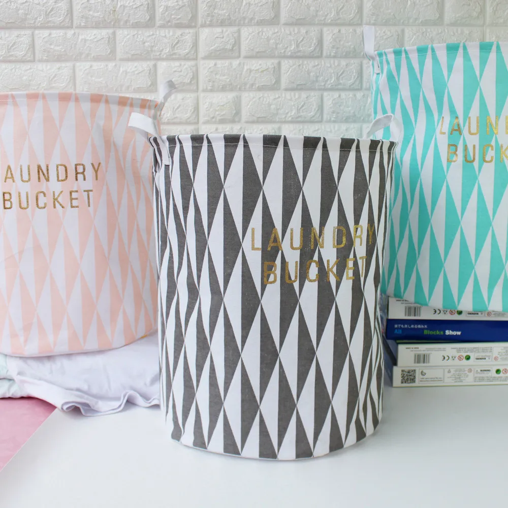 laundry basket simple geometric Cotton Linen Waterproof Sheets Clothes Sundries Folding Storage Box cesto ropa sucia drop ship - Цвет: Серый