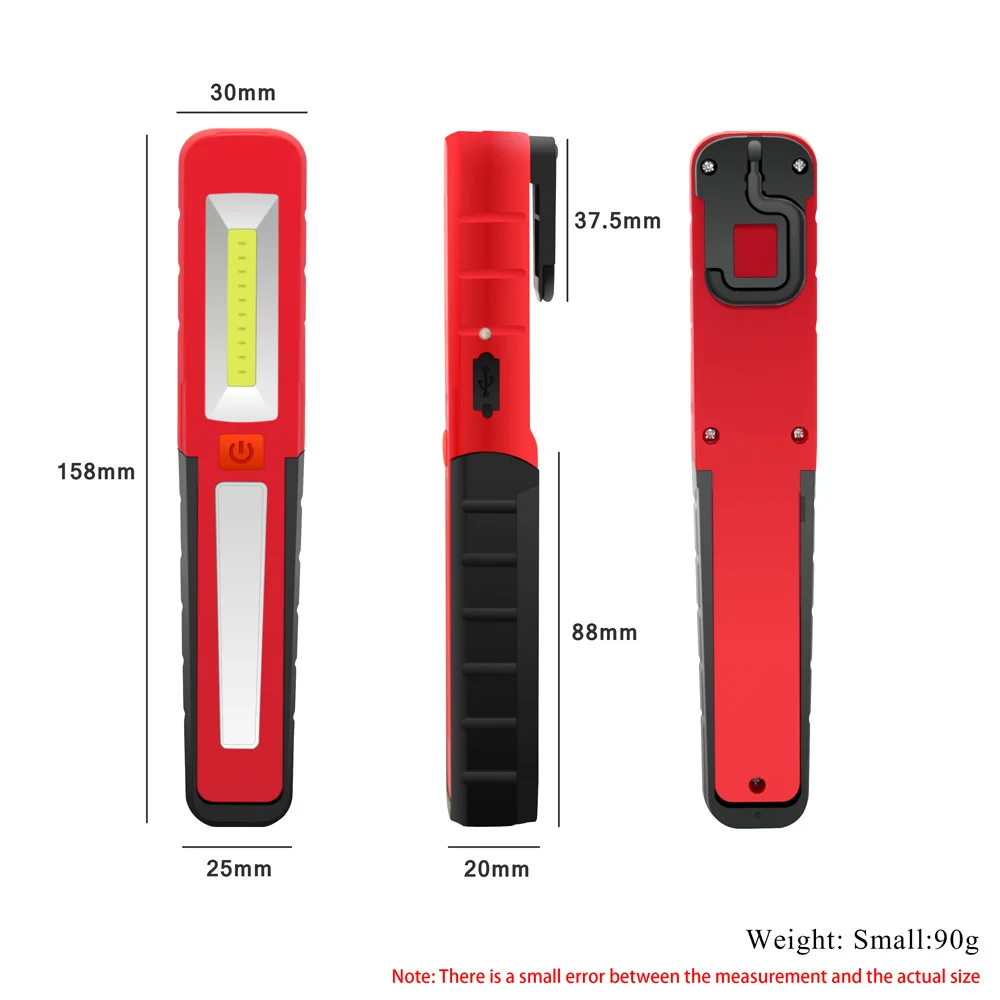 Новейший светодиодный фонарик USB Перезаряжаемый фонарь с блоком светодиодов Рабочая ручка свет крючок для аккумулятора открытый Автомобильный ремонт красные карманные фонарики