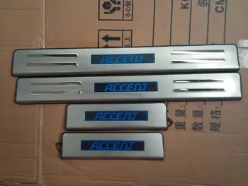 

Stainless Steel Side LED Door Sill Cover / Scuff Plate Trim 4Pcs/Set For Hyundai Accent 2006 2007 2008 2009 2010 2011 2012 2013