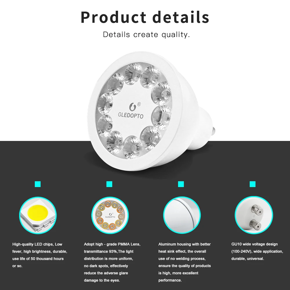 

RGBCCT GU10 MR16 ZIGBEE ZLL RGB+Dual white color LED spotlight AC100-240V work with Amazon alexa gateways app control