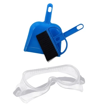 

3 Pcs Accessories: 1 Pcs Desktop Keyboard Clean Mini Brush Dust Pan Set & 1 Pair Lab Safety Glasses Goggles with Straps