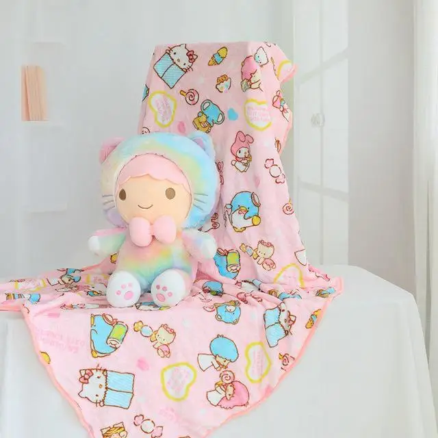 60 см с милым рисунком котенка, плюшевая игрушка с Одеяло мягкая чучела Мультфильм животных кукла украшение для дома подушка для сна подушка для девочек подарок на день рождения - Цвет: 1