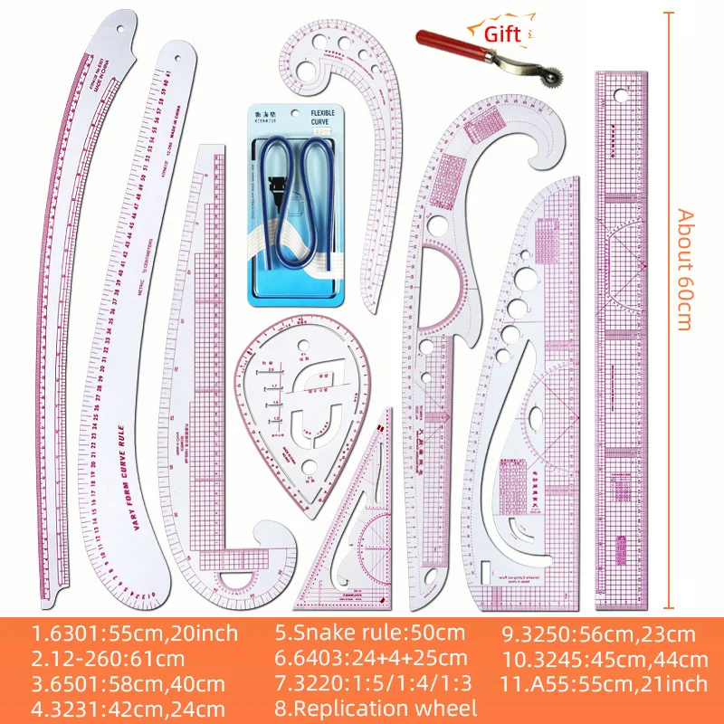 Многофункциональная линейка для шитья изогнутая образцов одежды разрезания