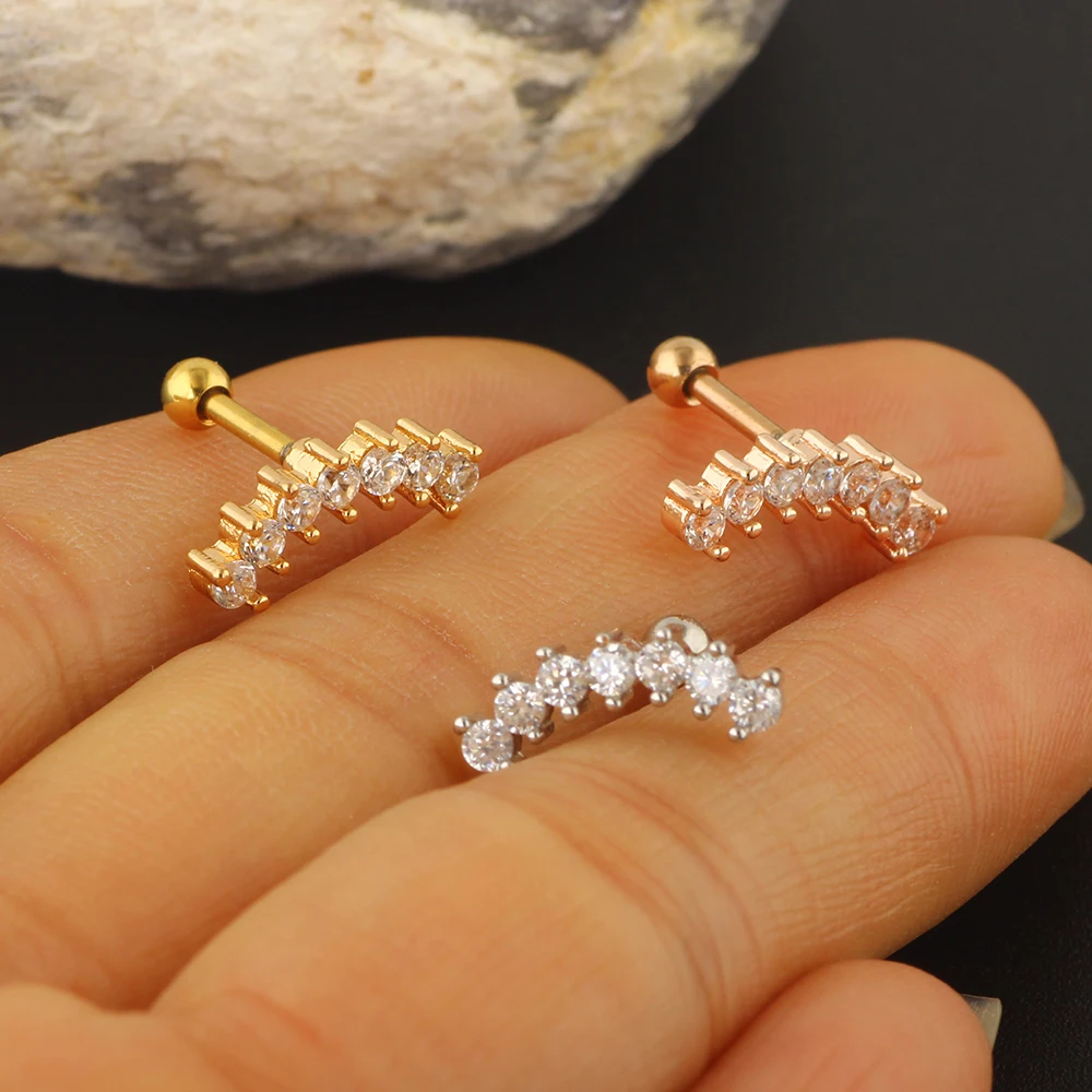 JUNLOWPY Tragus Earring Studs Stainless Steel Ear Cartilage 16G Lip Ring Labret Stud Helix Piercing Wholesale Body Jewelry 50pcs