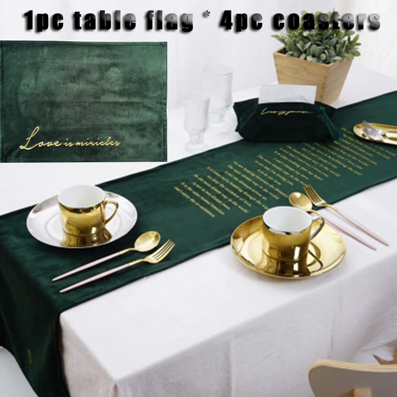 

Nordic Style Simple Gold Velvet European Table Flag Velvet Table Cloth Household Items English Bed Flag Bed Tail Towel