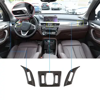 

3pcs Black Wood Grain ABS Dashboard Air Vent Outlet Dial Wheel Sequins Trim for BMW X1 X2 F48 F47 2016-2019 Models Accessories