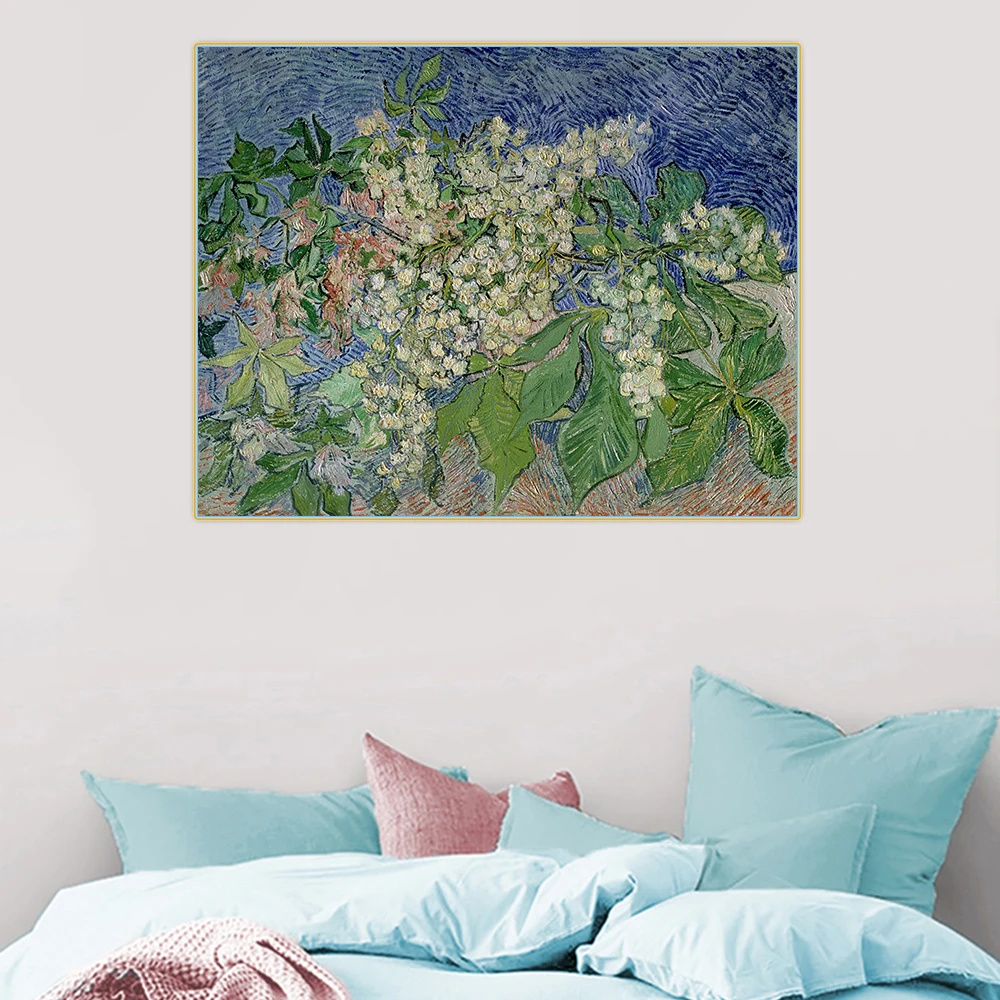 Citon Van Gogh《Blossoming Chestnut Branches》Canvas Oil Painting Artwork Poster Picture Wall Decor Home Living room Decoration | Дом и сад