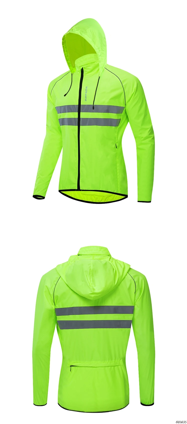 WOSAWE Windproof Cycling Jackets Hooded Men Riding Waterproof Cycle Clothing Bike Long Sleeve Jerseys Reflective Vest Wind Coat