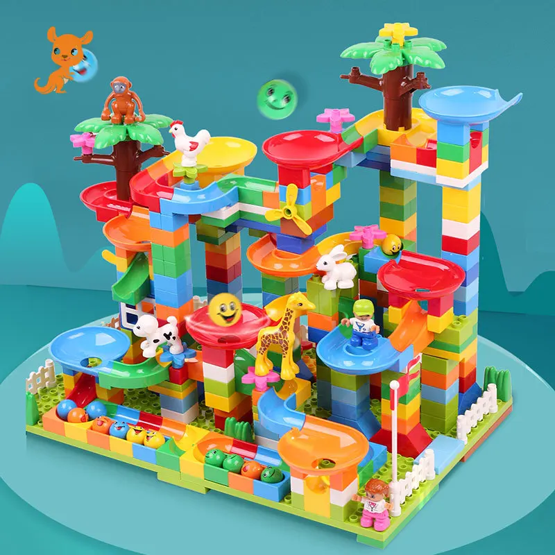 

Maze Marble Race Run Building Blocks Sets Construction Big Track Bricks Ball Creative Assembly Slide Learning Toys For Children