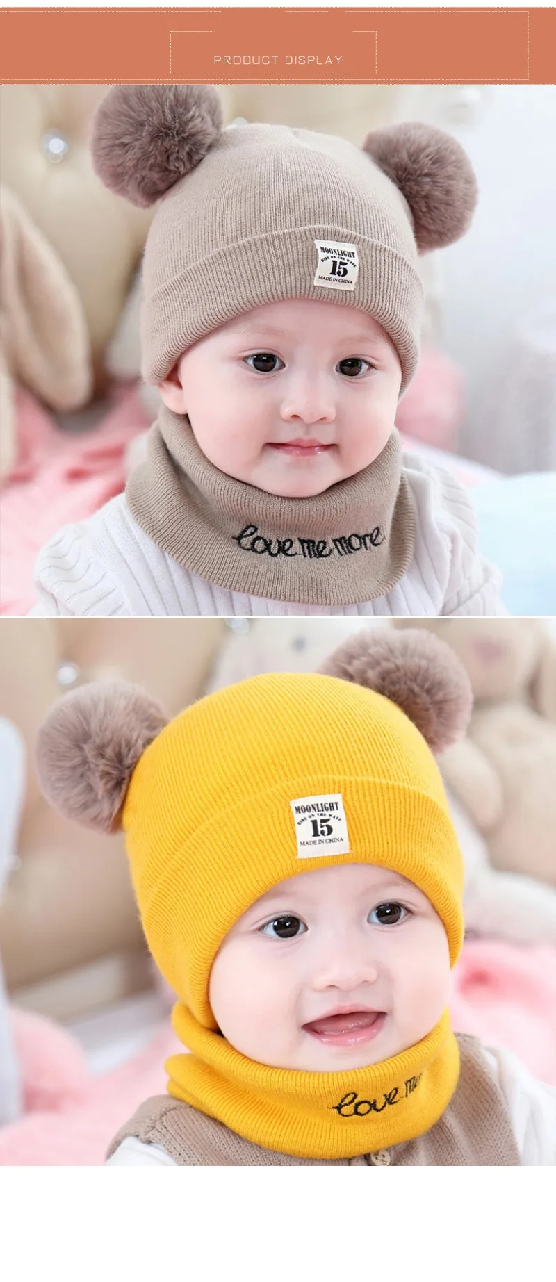 Newborn Fashion Baby hats 0-3-6-20 months men and women baby wool cap thick warm collar newborn hat autumn and winter