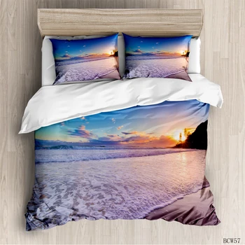 

summer beach3D luxury duvet room bedding set luxury duvet cover set Bedding Set Printed Duvet Cover Set king size bedding set