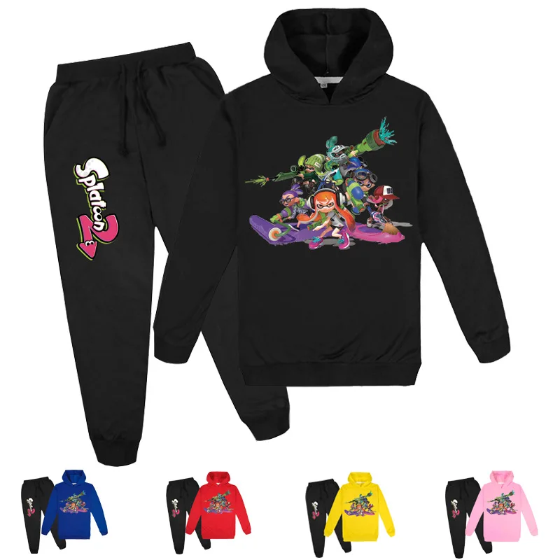

DLF 2-16Years Fashion Kawaii Cosplay Splatoon Hoodies Pants 2 Pcs Set Kids Tracksuit Boys Jogging Suits Toddler Girls Sportswear