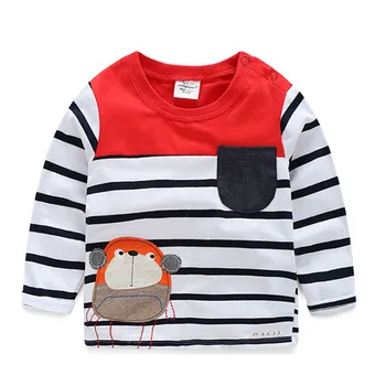 

Jumping meters New arrive stripe boys t shirts long sleeve applique animals baby clothes t shirts autumn fashion kids boys tops