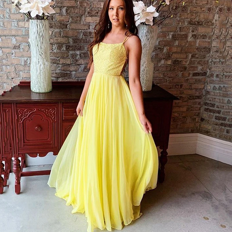 yellow party wear gown