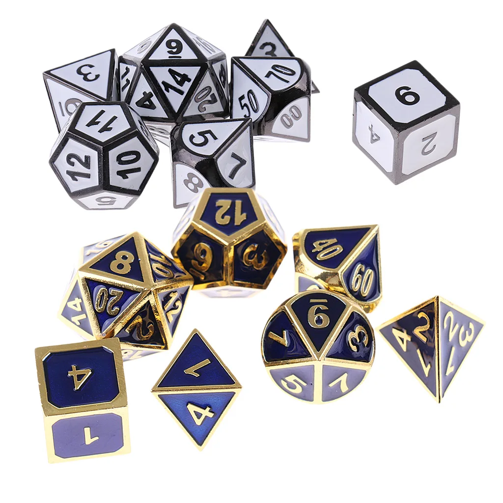 14x белый и синий сплав многогранные кости набор D4-D20 для настольной игры