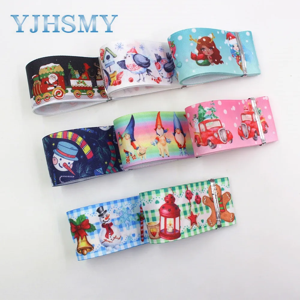 I-19720-161, 1-1/2 ''Рождественская лента с напечатанным гросградом, 10 лет DIY бант для волос Свадебные праздничные семейные украшения для вечеринки, дня рождения