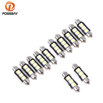

POSSBAY 10pcs Car Styling 36mm 39mm 41mm Car Festoon Lights DC 12V Auto Interior Dome Lamp 3/6/8LEDs 5050 Reading Bulb