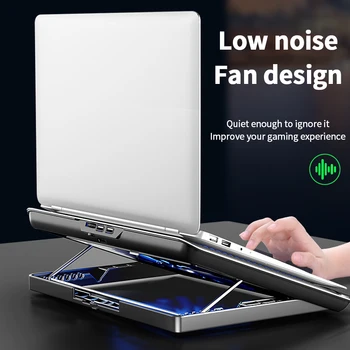 

Computer Accessories Height Adjustable Mute Fan Laptop Cooling Pad Universal Aluminum Alloy DC 5V Dual USB Port Notebook Stand