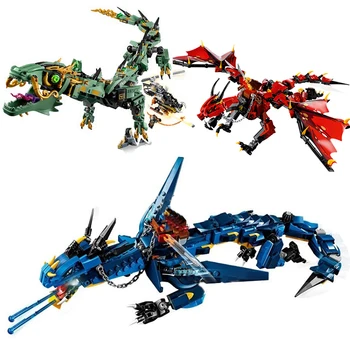 

New Ninja Blue Red Dragon Knight Compatible Lepining Ninjagoes Building Blocks Brick Toy Children Boy Christmas Gifts 70653